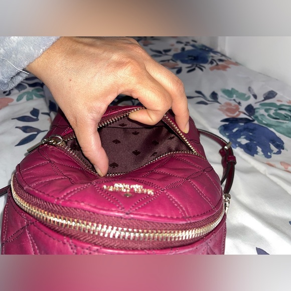 ♠️Kate Spade Natalia Mini Convertible Backpack Cherry Wood Crossbody Quilted - Picture 12 of 15